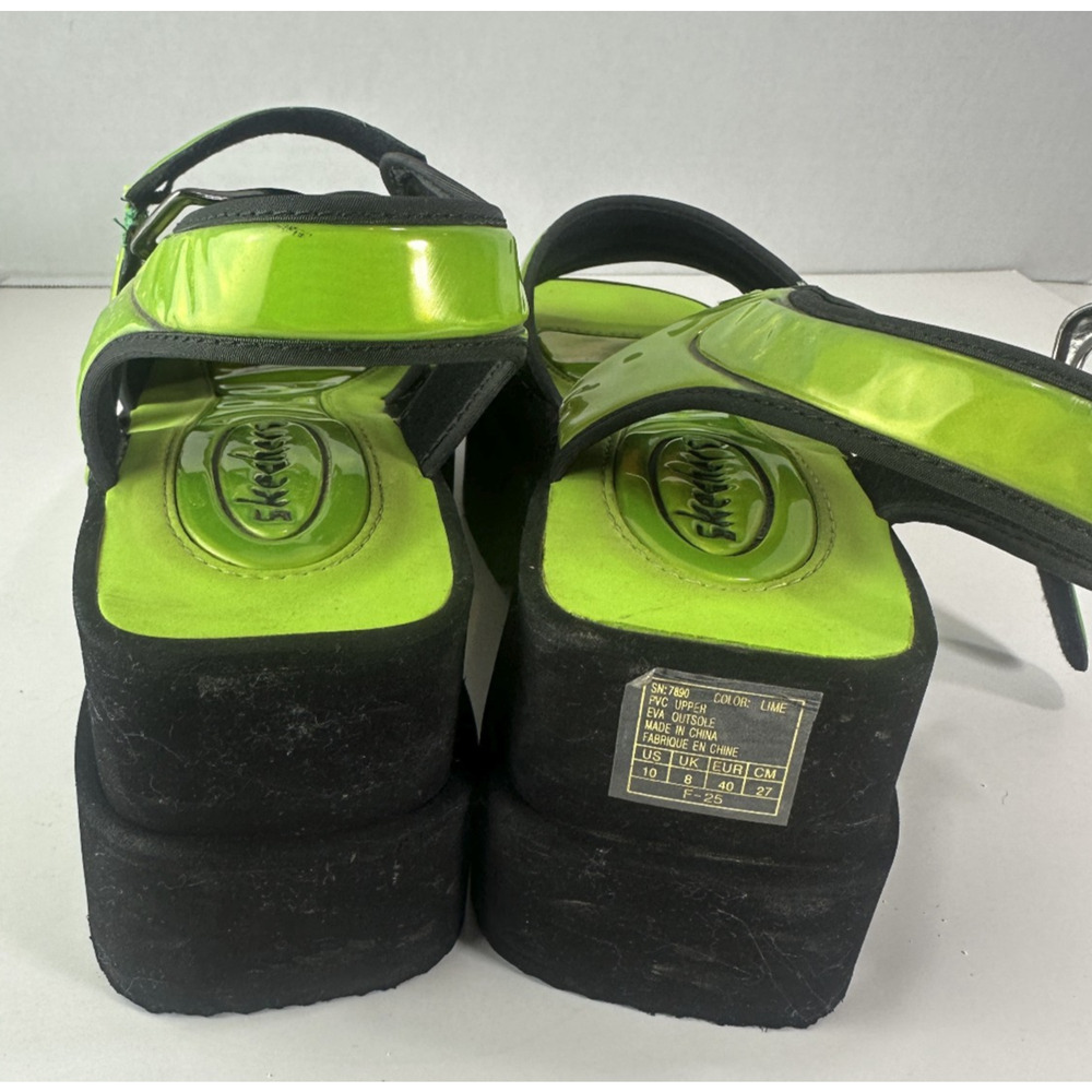 *Damaged* Rare Vtg 90s Skechers Platform Lime Green Chunky Sandals 10 Y2K Rave - Picture 7 of 16